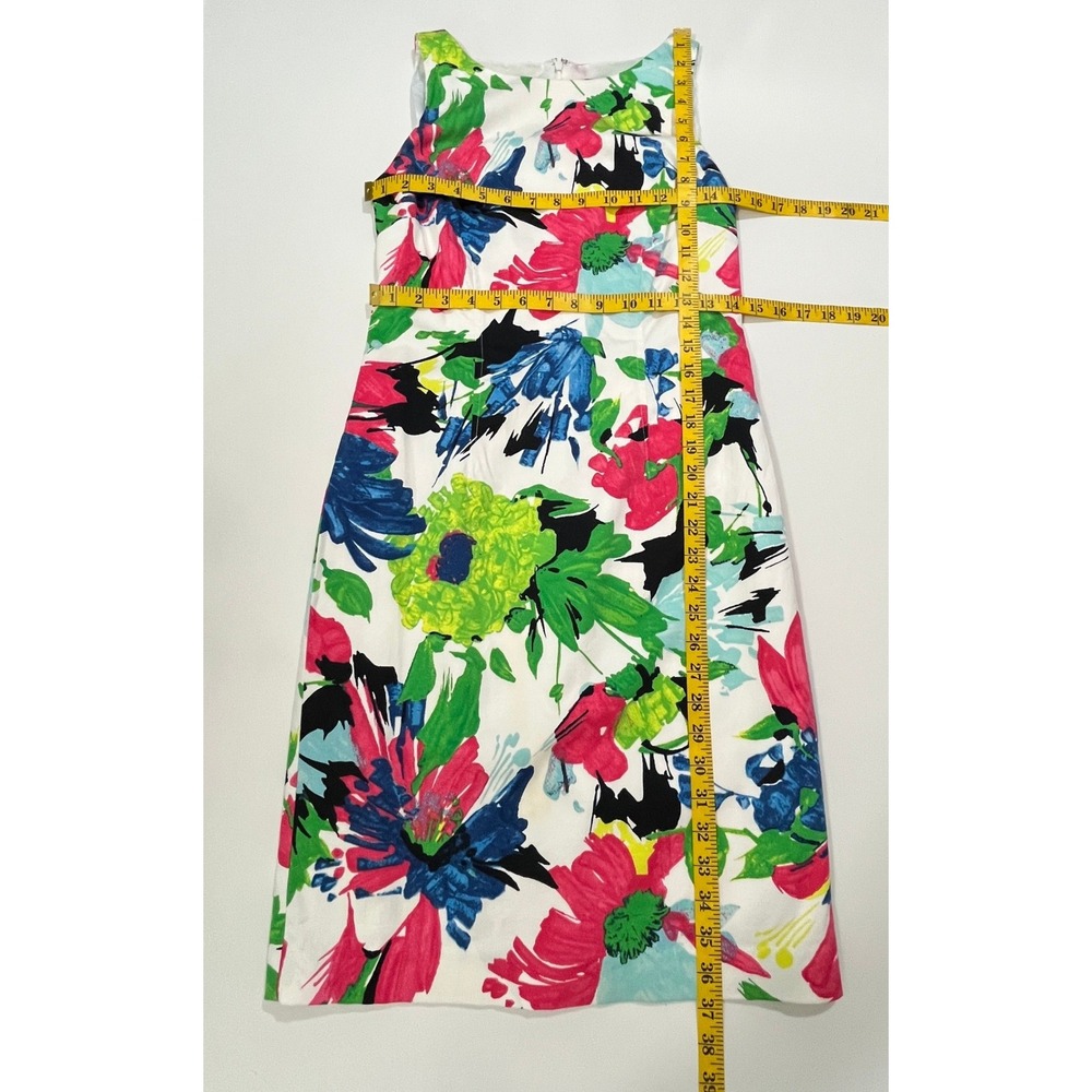 Ann Taylor Floral Sheath Dress Womens 2 White Multi Artsy‎ Sleeveless Summer - Picture 5 of 11